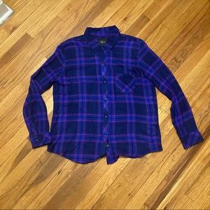 Rails Hunter Midnight Ultraviolet Plaid Shirt Button Up Size Large
